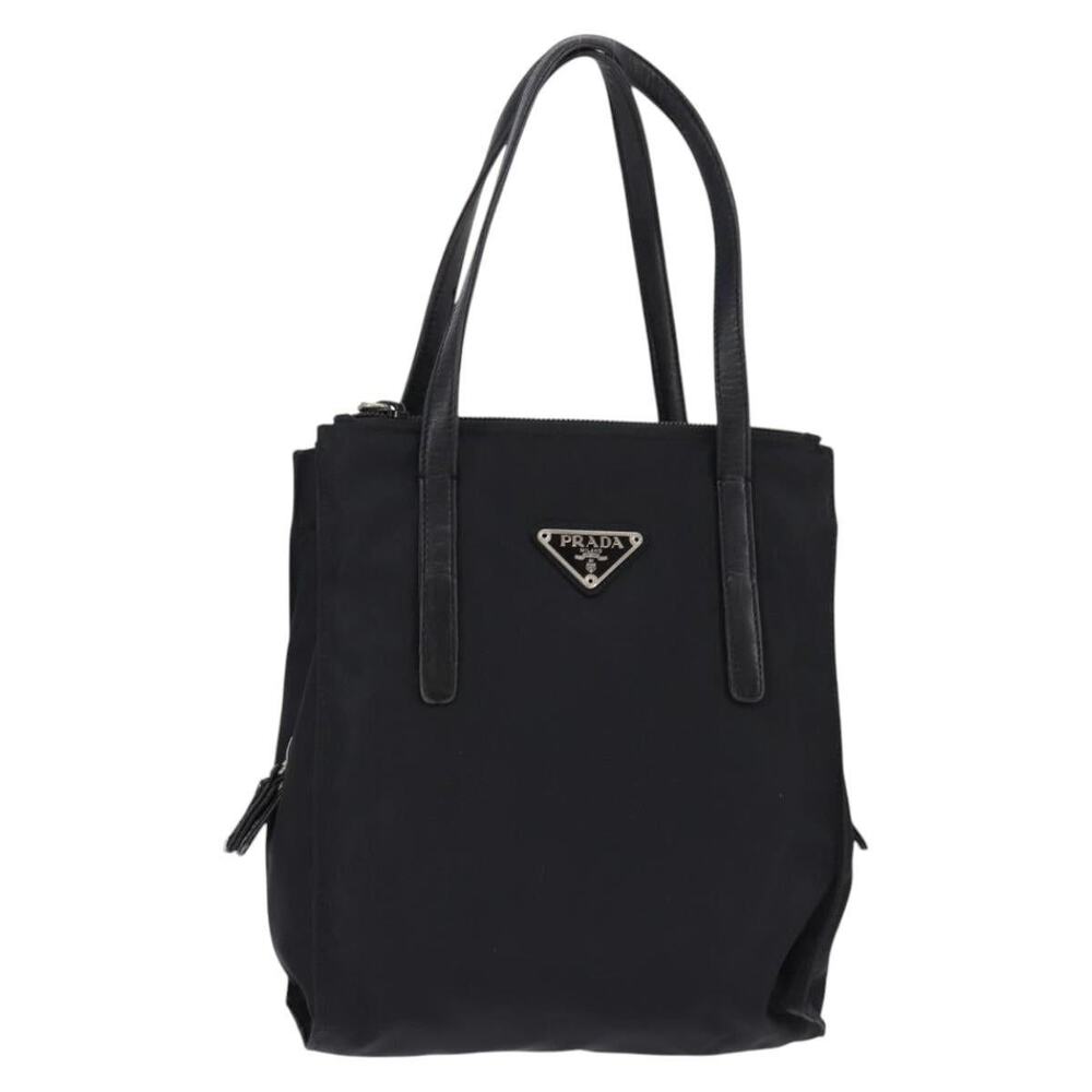 Prada Nylon Leather Handbag Black